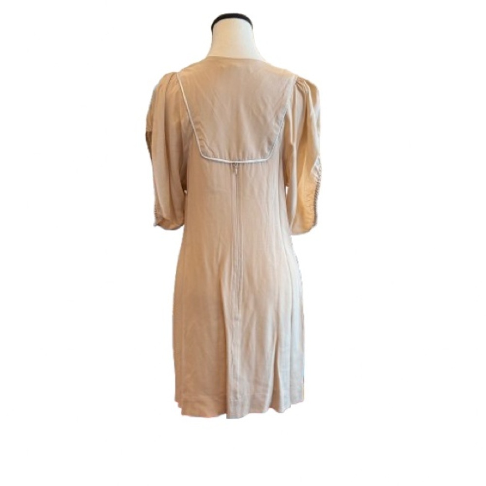 Anthropologie Hype 100% Silk Puff Sleeve Champagne cocktail Dress style 7314818 - Picture 7 of 7